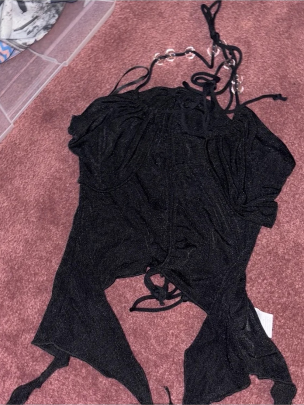 ASOS Black Halter Tie Detail Blouse